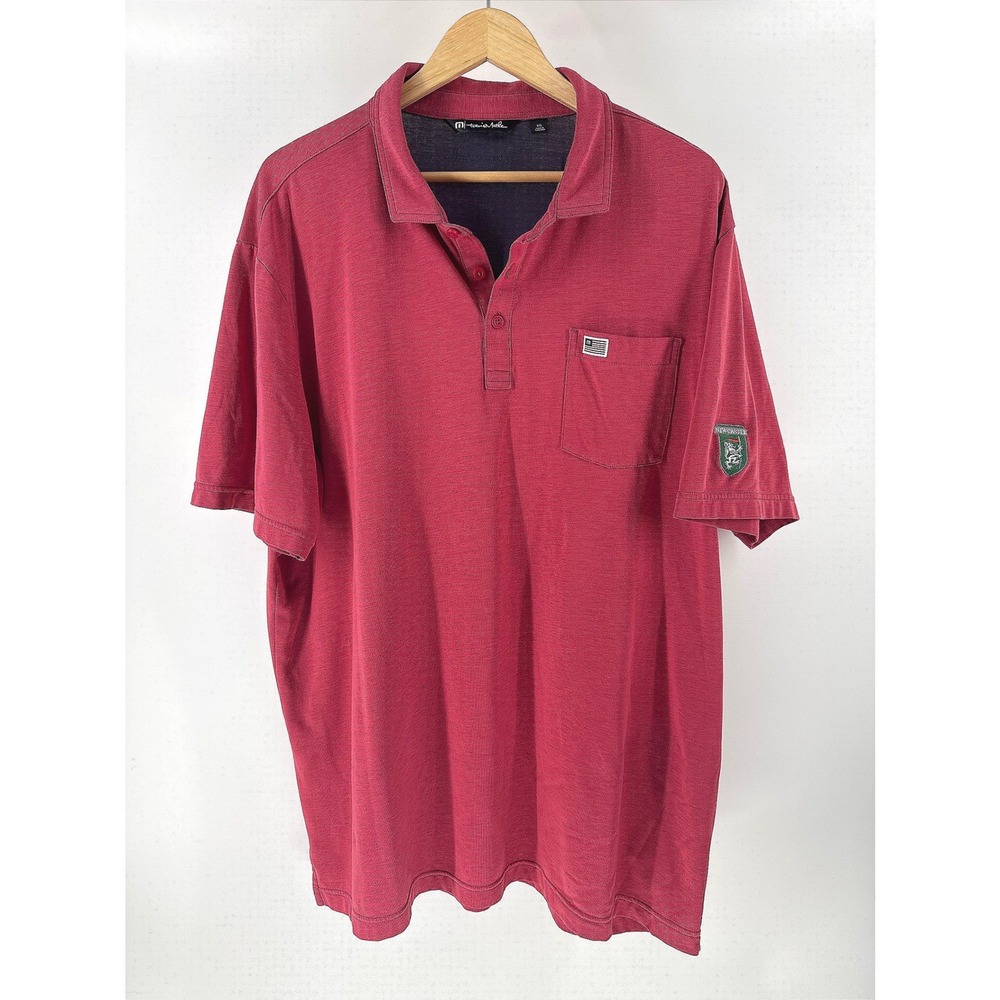 TravisMathew Newcastle‎ Crest Polo Shirt Mens XXL Red Golf Performance Logo